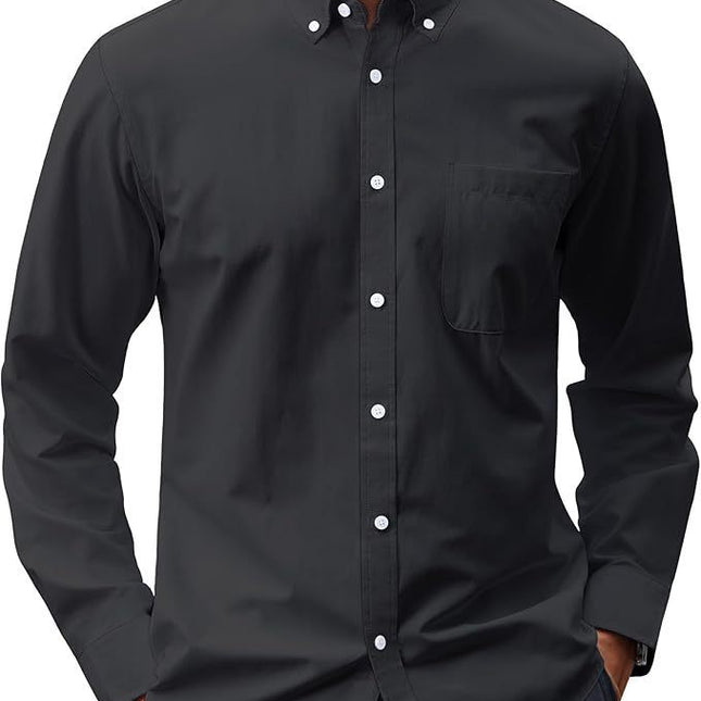 Solid Color Oxford Long Sleeve Button Shirt