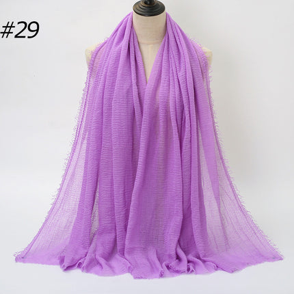 Pure Color Pleated Cotton Scarf Cotton And Linen Scarf