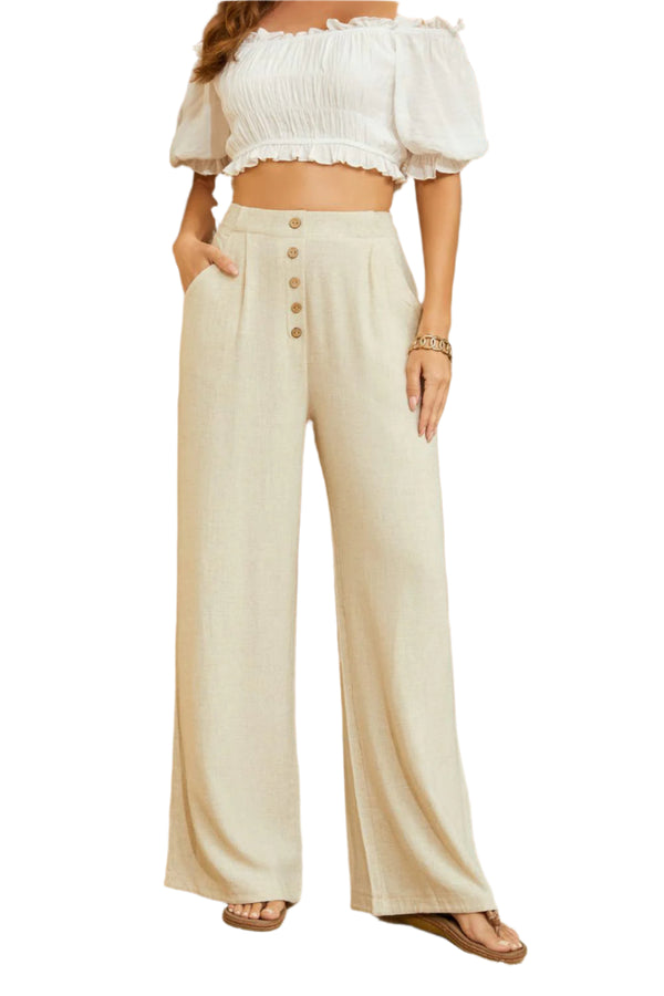 Cotton And Linen Casual Straight Pants