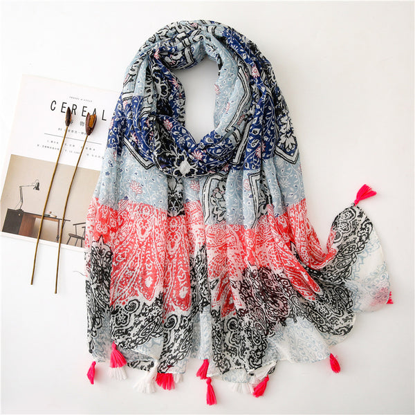 Japanese Style Artistic Cotton and Linen Scarf Bohemian Cashew