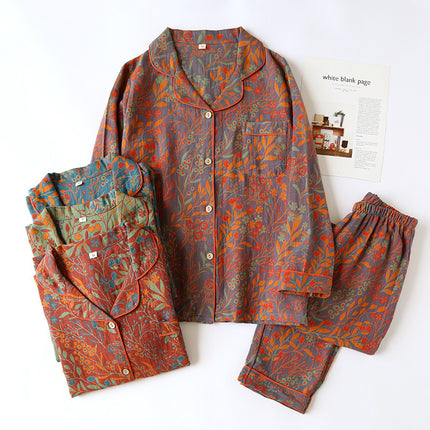 Cotton Yarn-dyed Jacquard Vintage Pyjamas Set