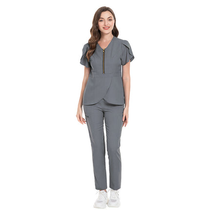 Slim Fit Nurses' Uniform Short Sleeve Pants Suit