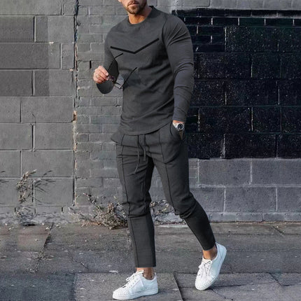 Round Neck Long Sleeve T-shirt Trousers Suit