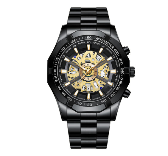 Men’s Luminous Waterproof Skeleton Watch – Casual Business Automatic Timepiece
