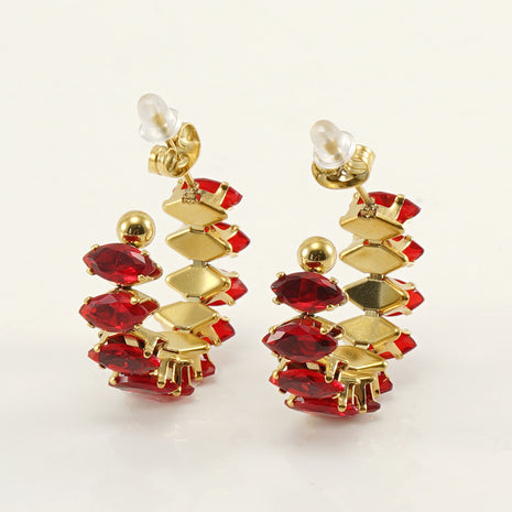 Stainless Steel Zircon Rhinestone Earrings