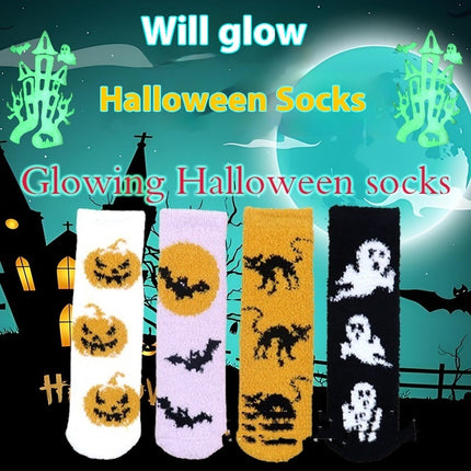 Halloween Lint-free Coral Fleece Luminous Dispensing Socks