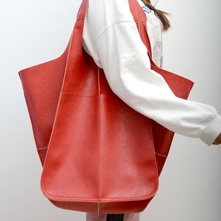 Simple Big Bag Soft Leather Shoulder Tote