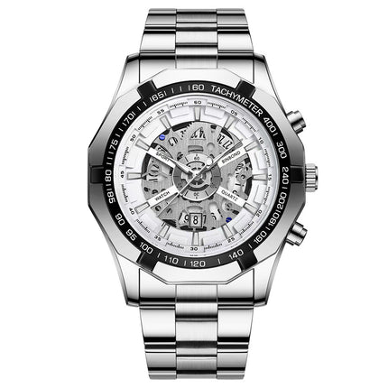 Men’s Luminous Waterproof Skeleton Watch – Casual Business Automatic Timepiece