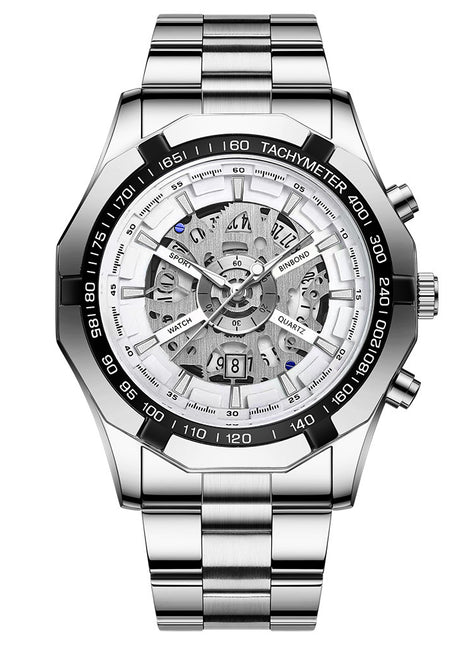 BINBAND Men’s Luminous Skeleton Watch with Waterproof Automatic Design