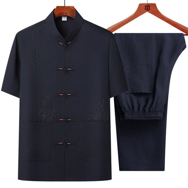 Men's Short Sleeve Chinese Style Chinese Frog Tang Suit