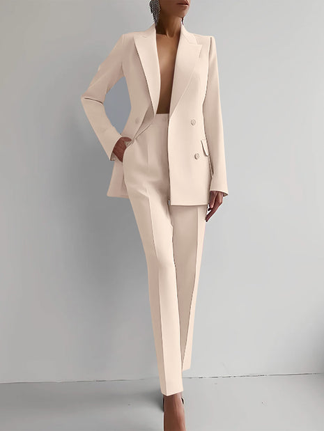 Trajes de negocios Chaqueta de manga larga de un solo botón y pantalones ajustados