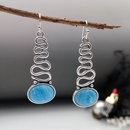 Bohemian Blue Cloud Flower Opal Earrings