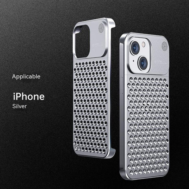 iPhone 12/13/14/15 Aluminium Alloy Hollow Heat Dissipation Shockproof Phone Case
