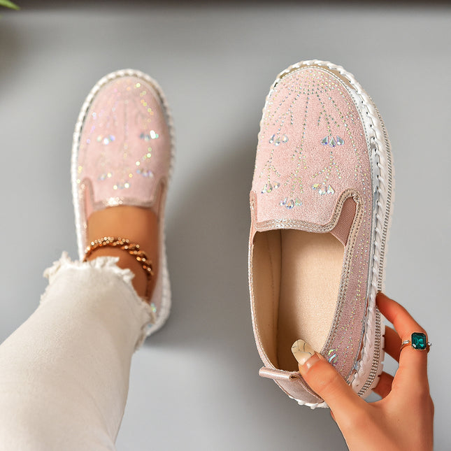 Slip-on Rhinestone Thick Bottom Shoes