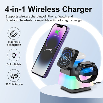 4 In 1 Rotatable Lighting Wireless Fast Charger Stand Station