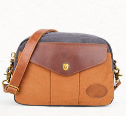 Color Blocked Retro Canvas Crossbody Bag
