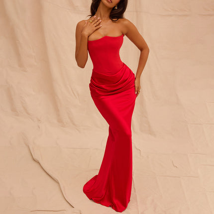 Slim Tube Top Long Bandeau Backless Party Dress