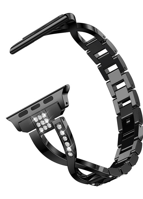 X-Shaped Chain Metal Diamond Watch Band Compatible with Apple Watch