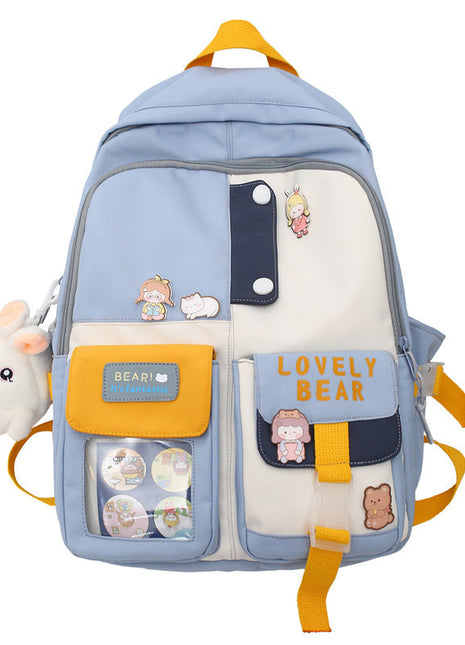 Japanese All-Match Large Capacity Backpack | 20–35L School & Travel Bag with Pendant