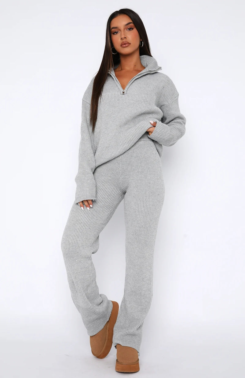 Lapel Blazer & Straight-Leg Pants Set