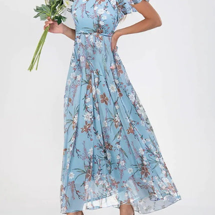 Flowers Print Short Sleeve Summer Dress