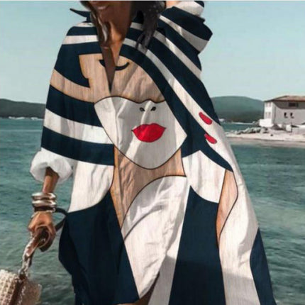 Casual Loose Lapels Mid-length Dress