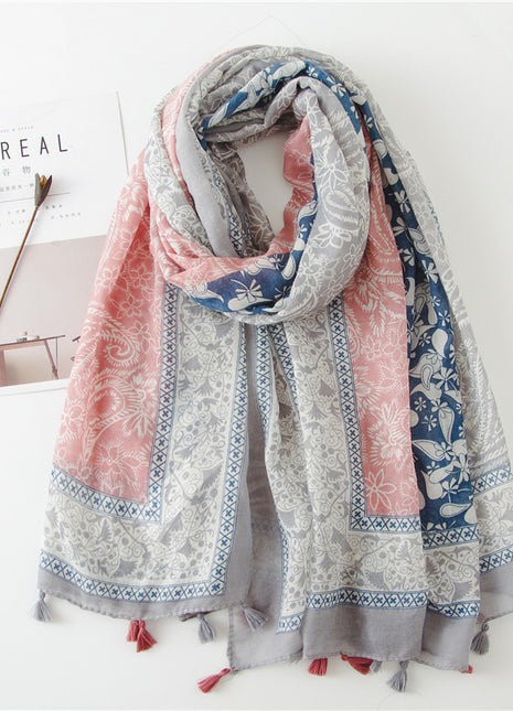 Japanese Style Artistic Cotton and Linen Scarf Bohemian Cashew