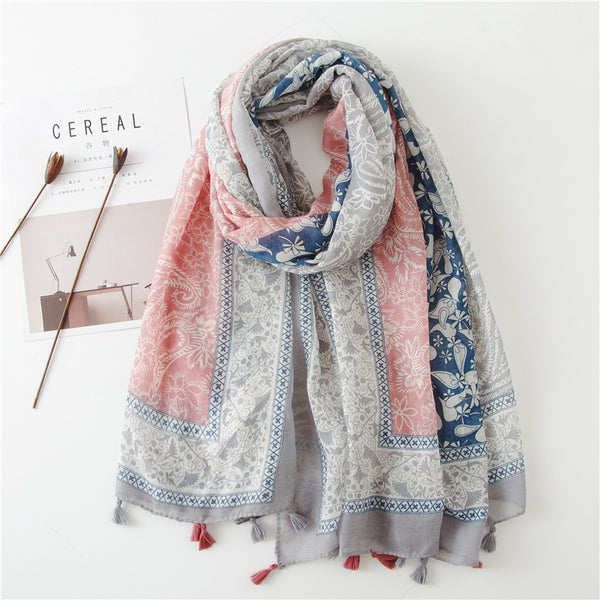 Japanese Style Artistic Cotton and Linen Scarf Bohemian Cashew