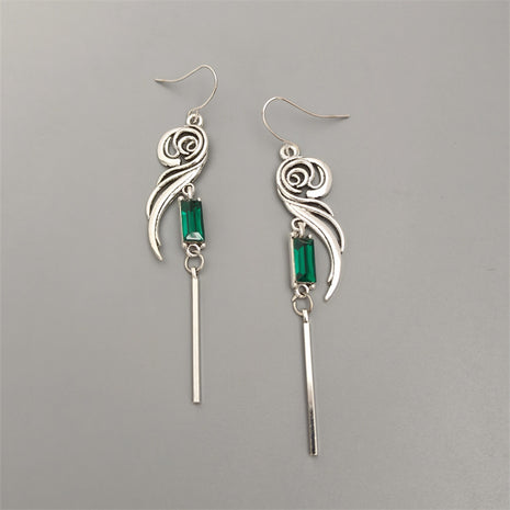 Geometric Square Zircon Long Tassel Earrings