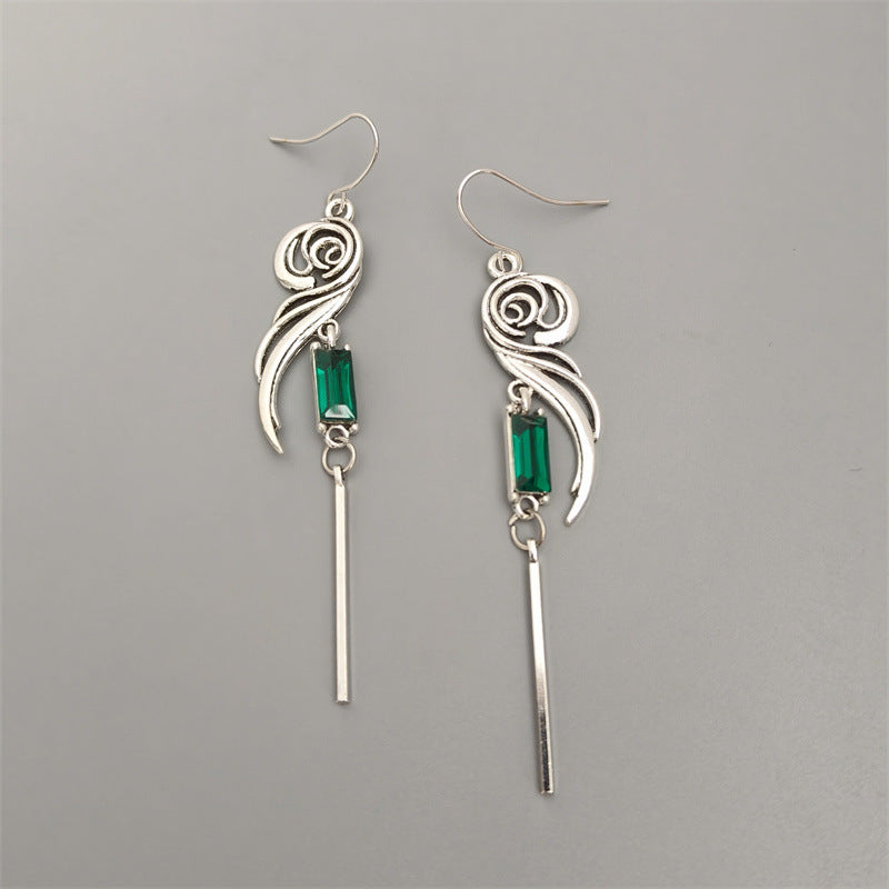 Geometric Square Zircon Long Tassel Earrings