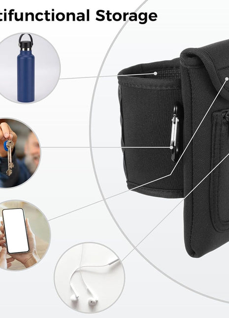 Funda para botella de gimnasio portátil magnética con bolsillo para el móvil