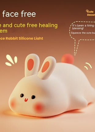 مصباح ليلي LED من السيليكون على شكل أرنب لطيف مع مستشعر لمس
