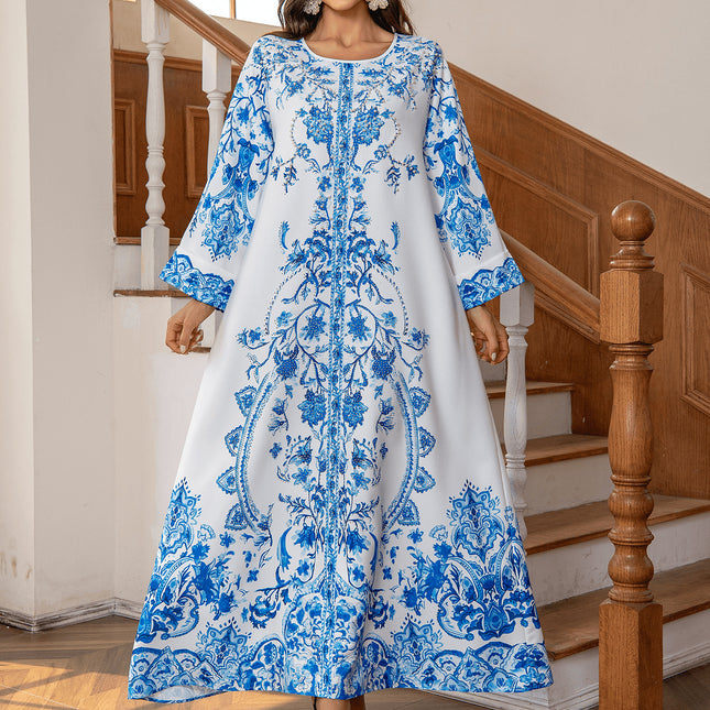 Diamond Studded Bead Round Neck Dress