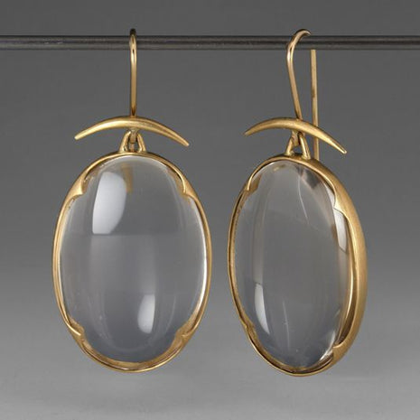 Vintage Gray Stone Oval Pendant Earring