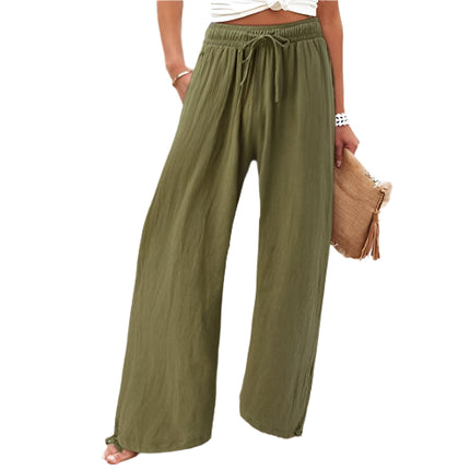 Cotton And Linen Wide-leg Casual Trousers