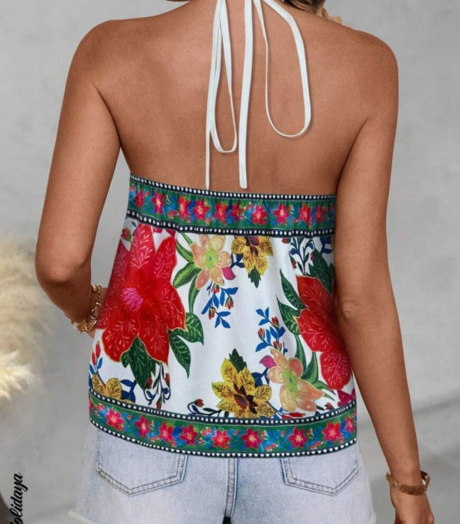 Open Shoulder Vest with Front Placket Top