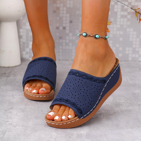Peep Toe Wedge Mule