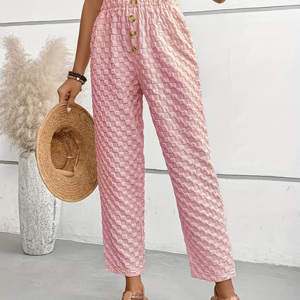 Slim-fit Buttoned Straight Loose Trousers