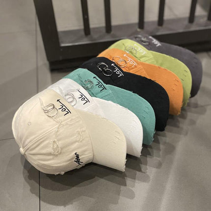 Korean Ins Retro Tattered Soft Jeans Peaked Cap