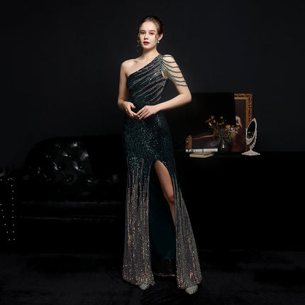 Party Evening Long Section Thin Toast Dress