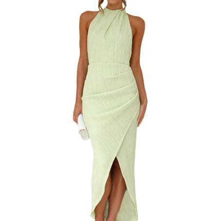 Ins Halter Split Long Slim Fit Backless Dresses