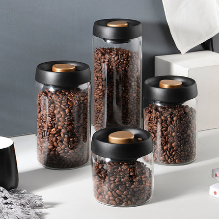 Vacuum Airtight Sealed Glass Jar for Coffee Beans Canister Kitchen Food Grains Candy Keep Fresh and Good