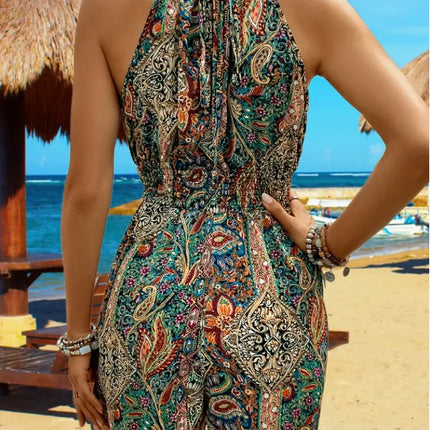 Vibrant Halter Romper Jumpsuit