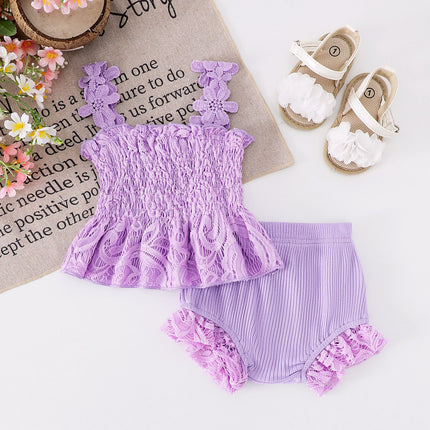 Cotton Mesh Smocked Sling Top & Pants Set - 0-18 Months