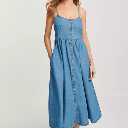 High Waist Denim Dress