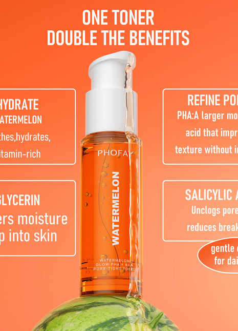 PHOFAY Watermelon Glow PHA + BHA Pore-Tight Toner | Exfoliating & Hydrating Facial Toner