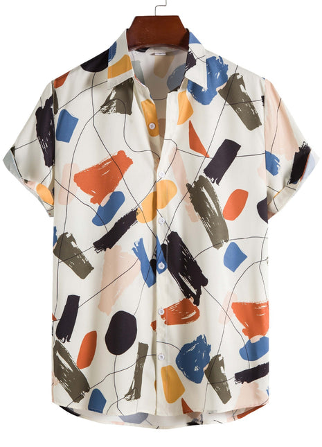 Camisa casual slim-fit con estampado 3D en el cuello