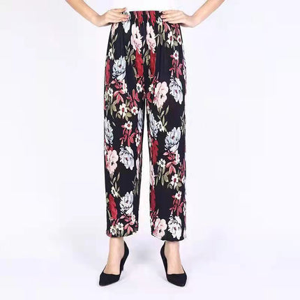 Loose Casual Ice Silk Stretch Nine-quarter Pants