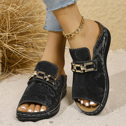 Wedge Platform Slippers Cool Beach Snakes