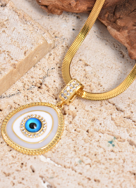 Collar de circonita con ojo azul